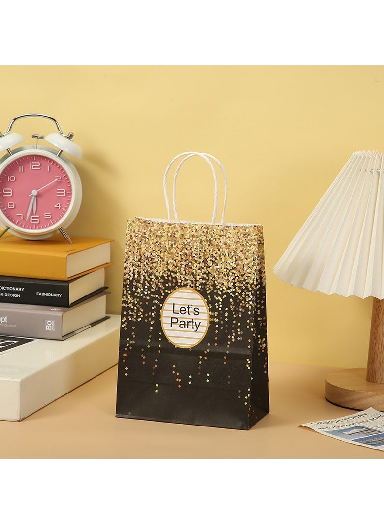 12Pcs Gold and Black Party Favor Bag with Handles, New Year Festival Gift Bag - Image 2