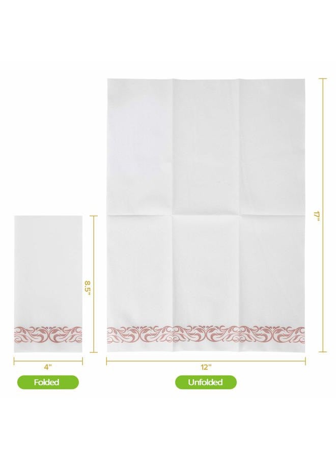 FOCUSLINE 100 Linen Feel Bathroom Napkins, Soft and Absorbent Disposable Guest Towels, Cloth-Like Paper Hand Towels Decorative Napkins for Dinners, Parties, Weddings or Events, Rose Gold, 12" x 17" - Image 2
