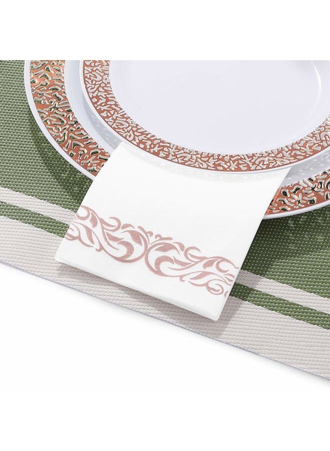 FOCUSLINE 100 Linen Feel Bathroom Napkins, Soft and Absorbent Disposable Guest Towels, Cloth-Like Paper Hand Towels Decorative Napkins for Dinners, Parties, Weddings or Events, Rose Gold, 12" x 17" - Image 3
