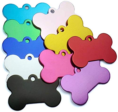 JIAKAI 20 Pcs 38MM Blank Bone Shape Pet ID ，Double Sided Blank Tag Dog Cat Pet Name Phone Number ID Tag Charm Personalized（Random Colors） - Image 2