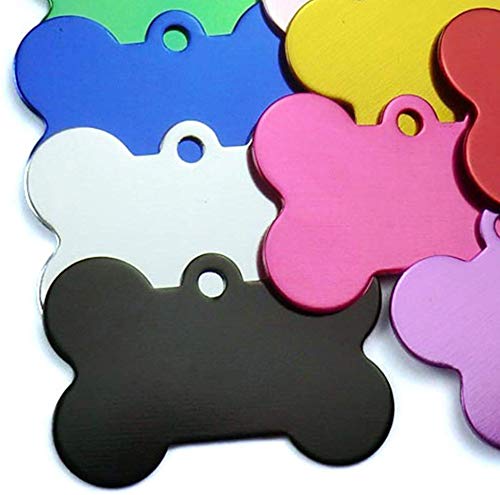 JIAKAI 20 Pcs 38MM Blank Bone Shape Pet ID ，Double Sided Blank Tag Dog Cat Pet Name Phone Number ID Tag Charm Personalized（Random Colors） - Image 3