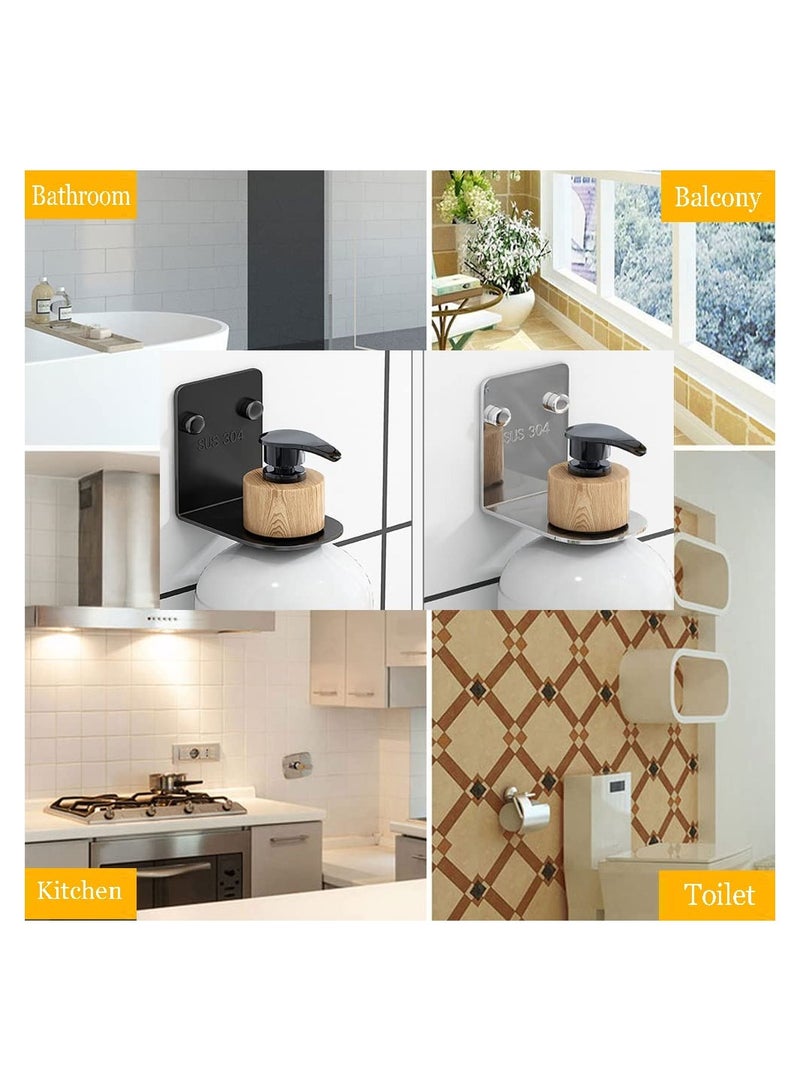 SYOSI Wall Mounted Soap Dispenser Holder, (1.06in) No-Drill Hanging Jar Hanger Pump Hand Stand Soap Bottle Dispenser Lotion Container Holder Pump Soap Dispenser Wall Hanging Bottle Rack for Kitchen Bathroom - Image 3
