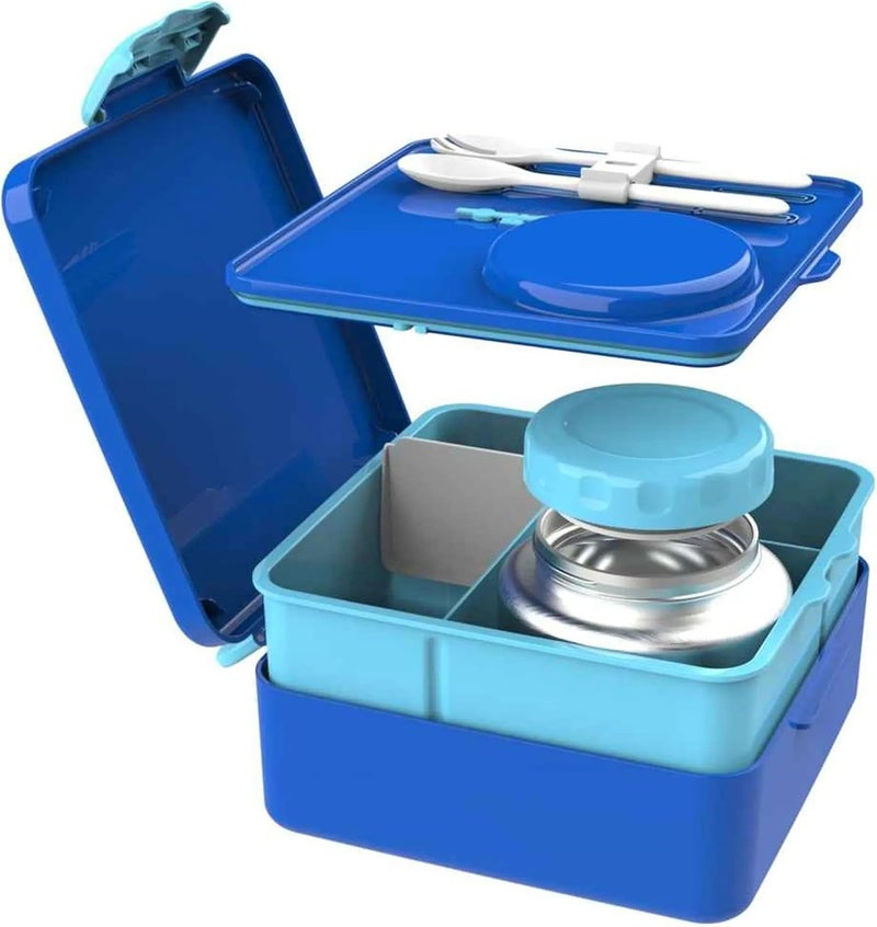 BonBon Functional 3-4 Compartment Leakproof Lunchbox with Cutlery - Blue Planes - Image 3