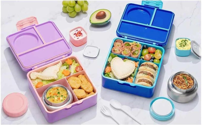 BonBon Functional 3-4 Compartment Leakproof Lunchbox with Cutlery - Blue Planes - Image 5