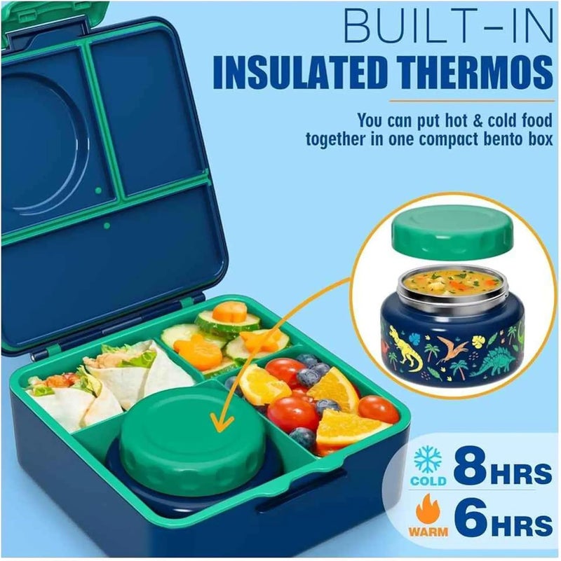 BonBon Functional 3-4 Compartment Leakproof Lunchbox with Cutlery - Blue Planes - Image 4
