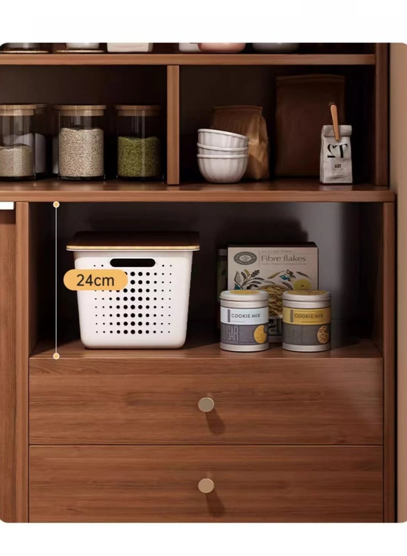 Kutis 5-Tier Side Storage Cabinet Storage Shelf Rack For Home Kitchen Dining Room Density Board/Acrylic Brown 120X36X125 CM - Image 5