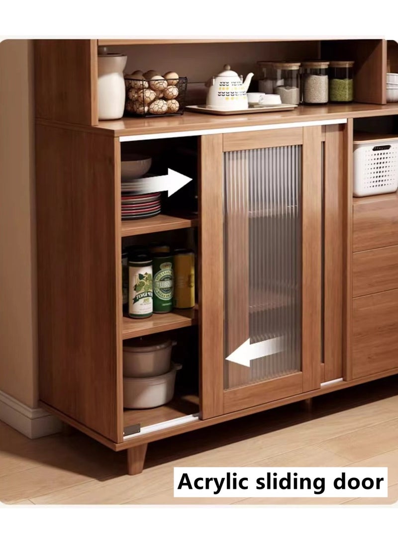 Kutis 5-Tier Side Storage Cabinet Storage Shelf Rack For Home Kitchen Dining Room Density Board/Acrylic Brown 120X36X125 CM - Image 3