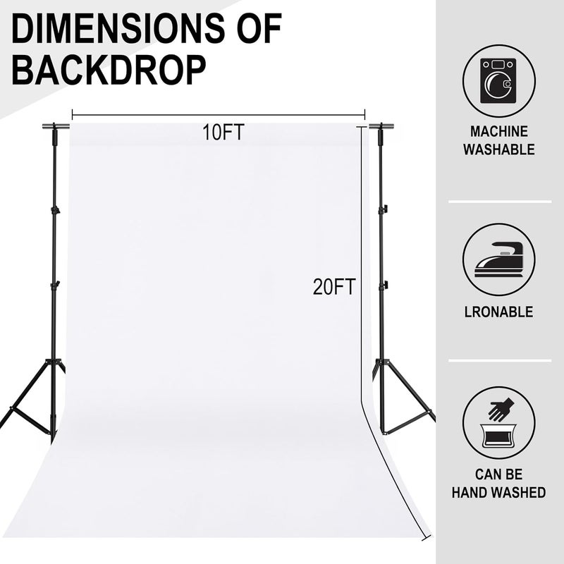 GFCC White Backdrop - 10FTX20FT White Photo Backdrop for Photoshoot Background for Photography Screen Video Recording Picture Background - Image 4