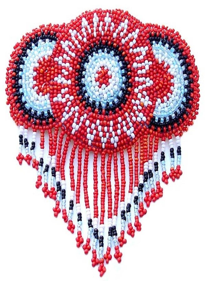 La vivia Handmade Beaded Indian Jewelery Hair Barrette/French Clip,Native American Style Beaded Red Rosette Fringe Bead work Hair Accessories for Women Z40/19 - Image 1