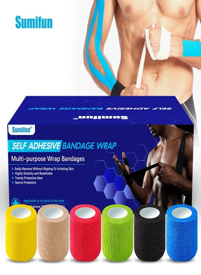 VALUEVIBES Cohesive Bandages, Elastic Bandage Wrap 6 Packs, Non-Woven Self Adhesive Crepe Bandage For Ankle, Wrist, and Foot- Pack of 6 (Random colors) - Image 3