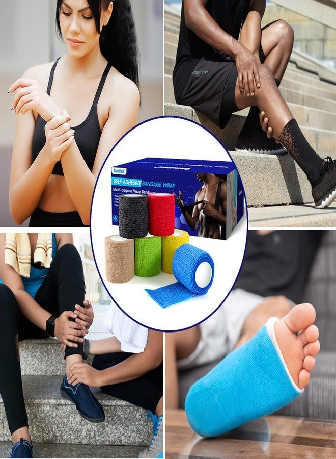 VALUEVIBES Cohesive Bandages, Elastic Bandage Wrap 6 Packs, Non-Woven Self Adhesive Crepe Bandage For Ankle, Wrist, and Foot- Pack of 6 (Random colors) - Image 4