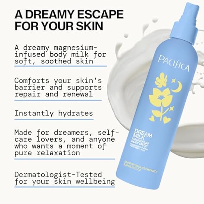 Pacifica Dream Milk Magnesium Spray for Sleep & Relaxation - Natural Magnesium Body Mist Infused with Lavender, Chamomile & Essential Oils, Vegan & Cruelty-Free, Clean Beauty, 4 fl oz - Image 4