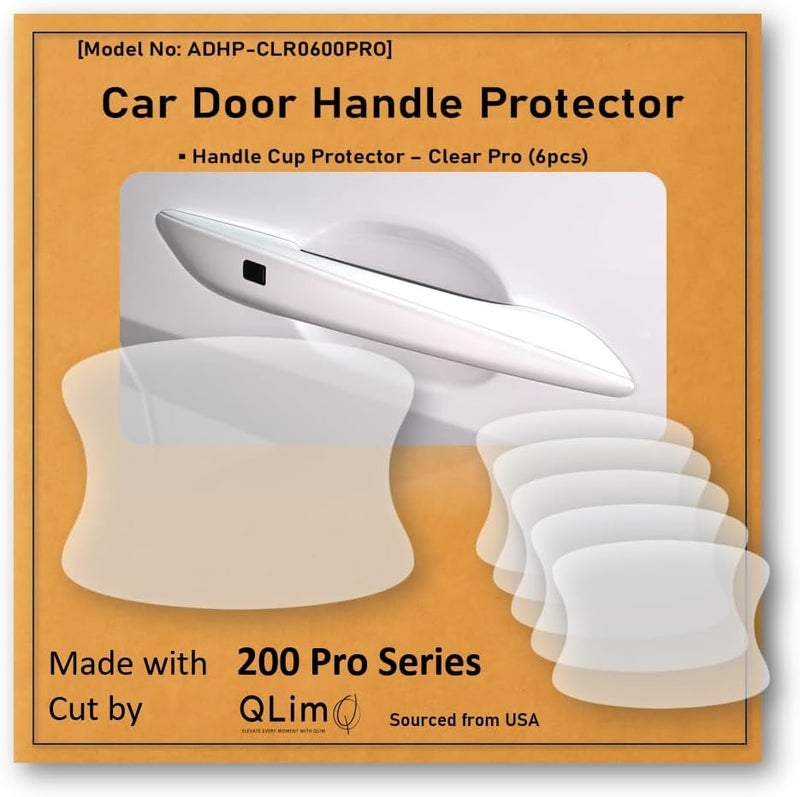 QLim 3M-Pro 6pcs Car Door Handle Cup Protector/Sticker/Guard, 3M-PPF(Paint Protection Film) Pro Series, Clear(Transparent), Anti Scratch, Universal Fit for Most Cars (Clear Pro/6pcs) Durable versatile substance - Image 1
