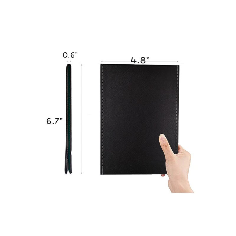 kolorful Portable Folding Makeup MirrorFrameless Pu Leather Vanity Mirror with StandTabletop Adjustable Creative Sturdy Fashion MirrorRectangle Cosmetic Makeup Mirror Black - Image 2