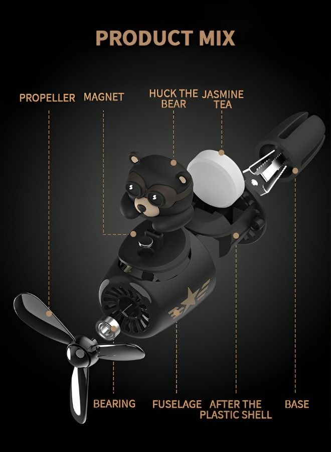 GROIC Car Air Fresheners,Bear Pilot Fresheners,Automotive Outlet Fan Cool Cute Freshener for Car,Car Perfume Decoration,Vehicle Vent Scent Clip,Car Decoration Accessories - Image 4