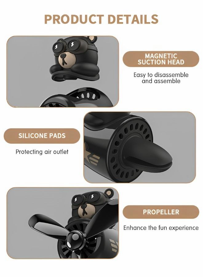GROIC Car Air Fresheners,Bear Pilot Fresheners,Automotive Outlet Fan Cool Cute Freshener for Car,Car Perfume Decoration,Vehicle Vent Scent Clip,Car Decoration Accessories - Image 5