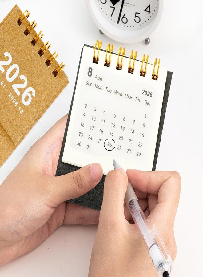 تقويم مكتبي لعام 2026، مخطط شهري قابل للطي من يناير إلى ديسمبر 2026، تقويم مكتبي صغير قابل للطي للاستخدام في المنزل والمكتب والمدرسة (ورق كرافت ملون، أسود) - Image 4