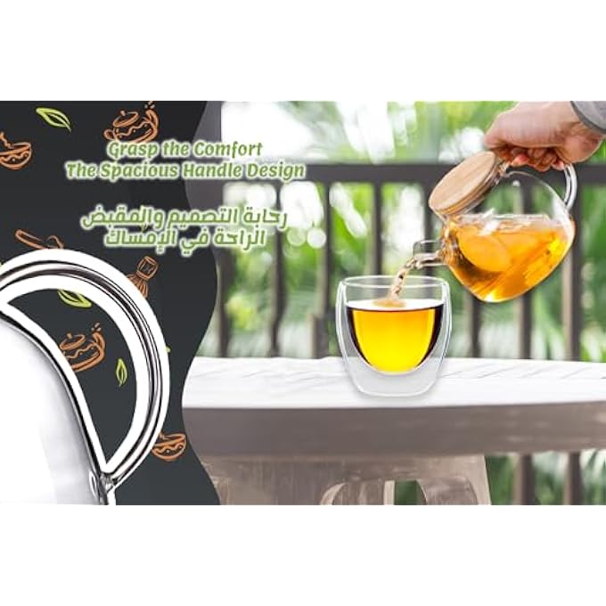PESCADOR Glass Teapot Large Capacity Stainless Steel Tea Infuser 1000Ml - Image 5