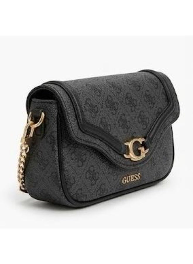 جس حقيبة كروس سوداء من GUESS بشعار مونوغرام وإبزيم ذهبي حرف G – حقيبة كتف أنيقة - Image 2