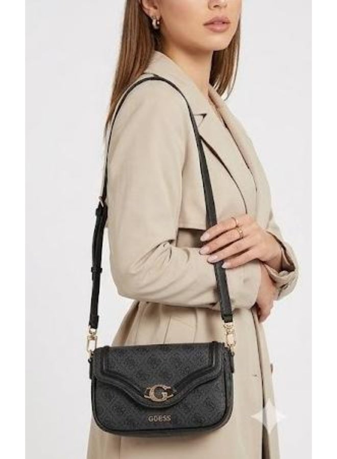جس حقيبة كروس سوداء من GUESS بشعار مونوغرام وإبزيم ذهبي حرف G – حقيبة كتف أنيقة - Image 5