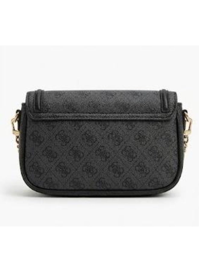 جس حقيبة كروس سوداء من GUESS بشعار مونوغرام وإبزيم ذهبي حرف G – حقيبة كتف أنيقة - Image 3