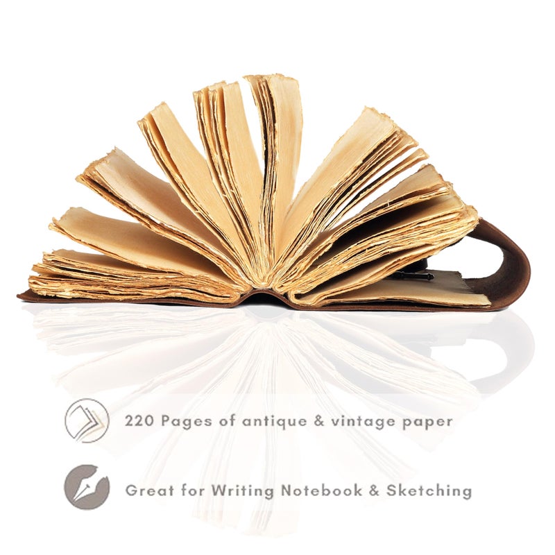 cuero دفتر جلد طبيعي كويرو C كومباس - دفتر جلد يدوي الصنع مع ورق حواف ممزقة - دفتر رسم - دفتر ملاحظات - هدية رائعة للرجال والنساء (5X7 بوصة) - Image 5