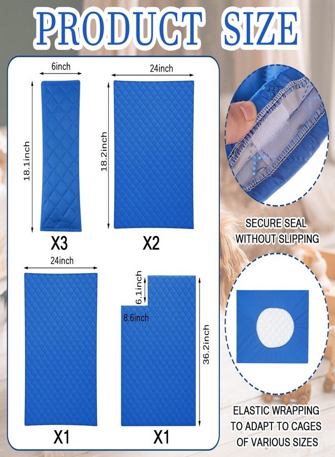 Beeveer 7 Pcs Ferret Cage Liner Washable Ferret Pads Bedding Cage Accessories Kit for Small Animals Hamster Rats Chinchillas Hedgehogs Guinea, Blue - Image 2