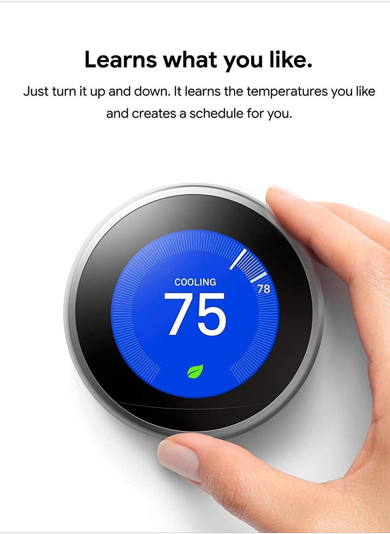 Google - Nest 3Rd Generation Learning Programmable Thermostat Carbon Black - T3016Us - Image 1