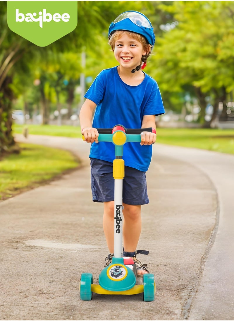BAYBEE Baybee Rolo Skate Scooter for Kids 3 Wheel Kids Scooter with 3 Height Adjustable Baby Scooter with LED PU Wheels, Light & Music Kick Scooter for Baby Scooter for Kids 3 to 8 Years Boy Girl Green  - Image 2