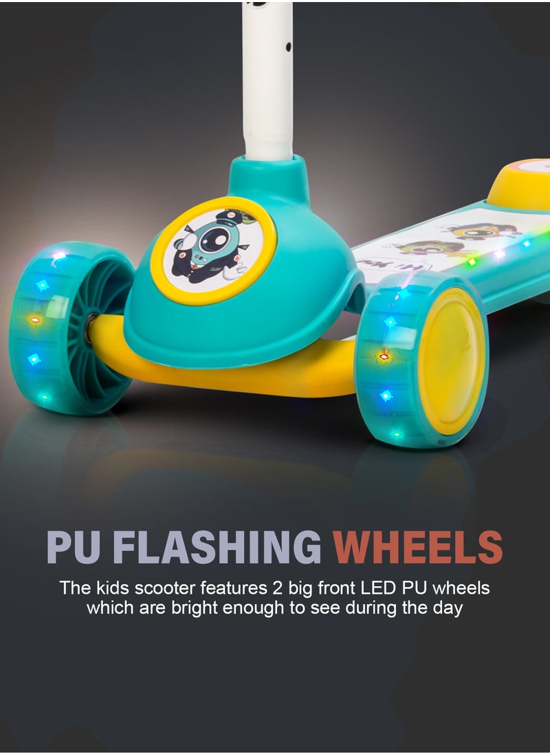 BAYBEE Baybee Rolo Skate Scooter for Kids 3 Wheel Kids Scooter with 3 Height Adjustable Baby Scooter with LED PU Wheels, Light & Music Kick Scooter for Baby Scooter for Kids 3 to 8 Years Boy Girl Green  - Image 3