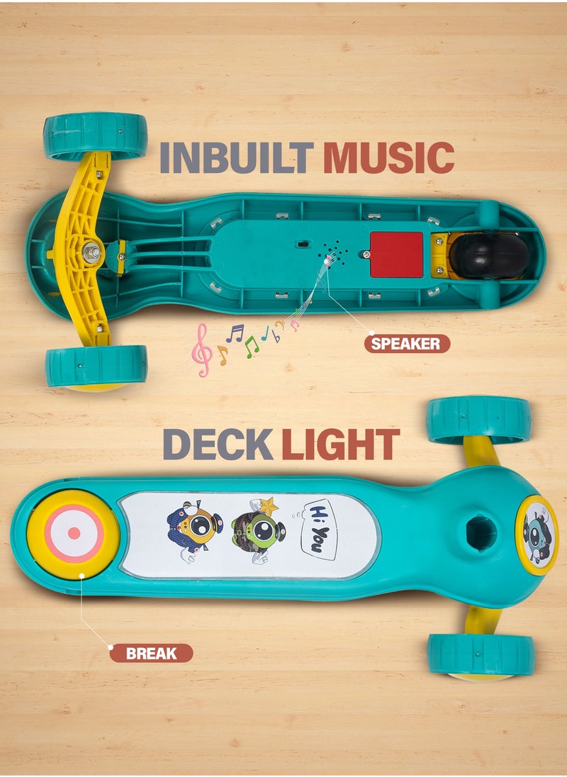 BAYBEE Baybee Rolo Skate Scooter for Kids 3 Wheel Kids Scooter with 3 Height Adjustable Baby Scooter with LED PU Wheels, Light & Music Kick Scooter for Baby Scooter for Kids 3 to 8 Years Boy Girl Green  - Image 4