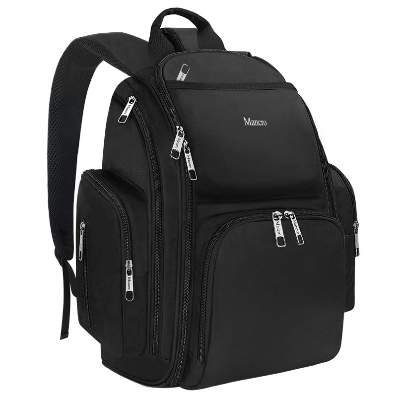 مانكرو Backpack Diaper Bag, Waterproof Boy Travel Bag for Dad and Men, Large Multi-Function, Many Pockets, Lightweight, Stylish Diaper Backpack, Black - Image 1