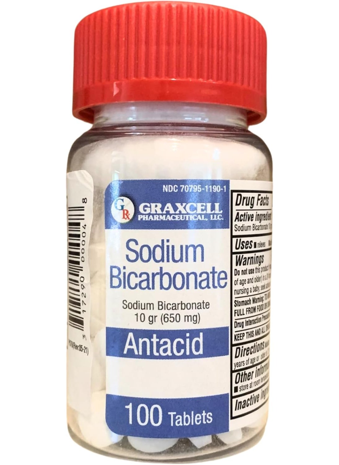 Graxcell Sodium Bicarbonate Tablets |USP 650mg (10 Grains) |Relief of Acid Indigestion, Heartburn, Sour Stomach & Upset Stomach | Kidney Health | 100 Count 