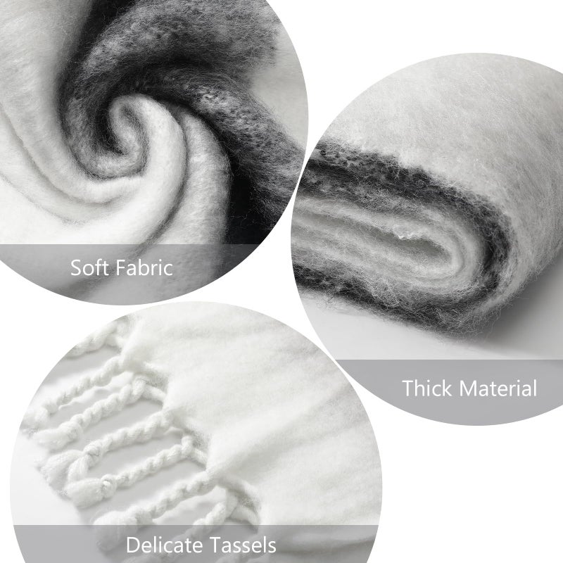 Premillow Women's Mohair Winter Scarf, Warm Winter Scarf for Women and Men, Super Soft Luxurious Cashmere Feel Women Scarfs, Black White Braid - Image 2