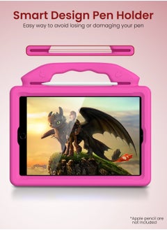 Moxedo Moxedo Shockproof Protective Case Cover Lightweight Convertible Handle Kickstand for Kids with Pencil Holder Compatible for iPad Pro  Air3 10.5 10.2 2019 2021 - Pink  - Image 3