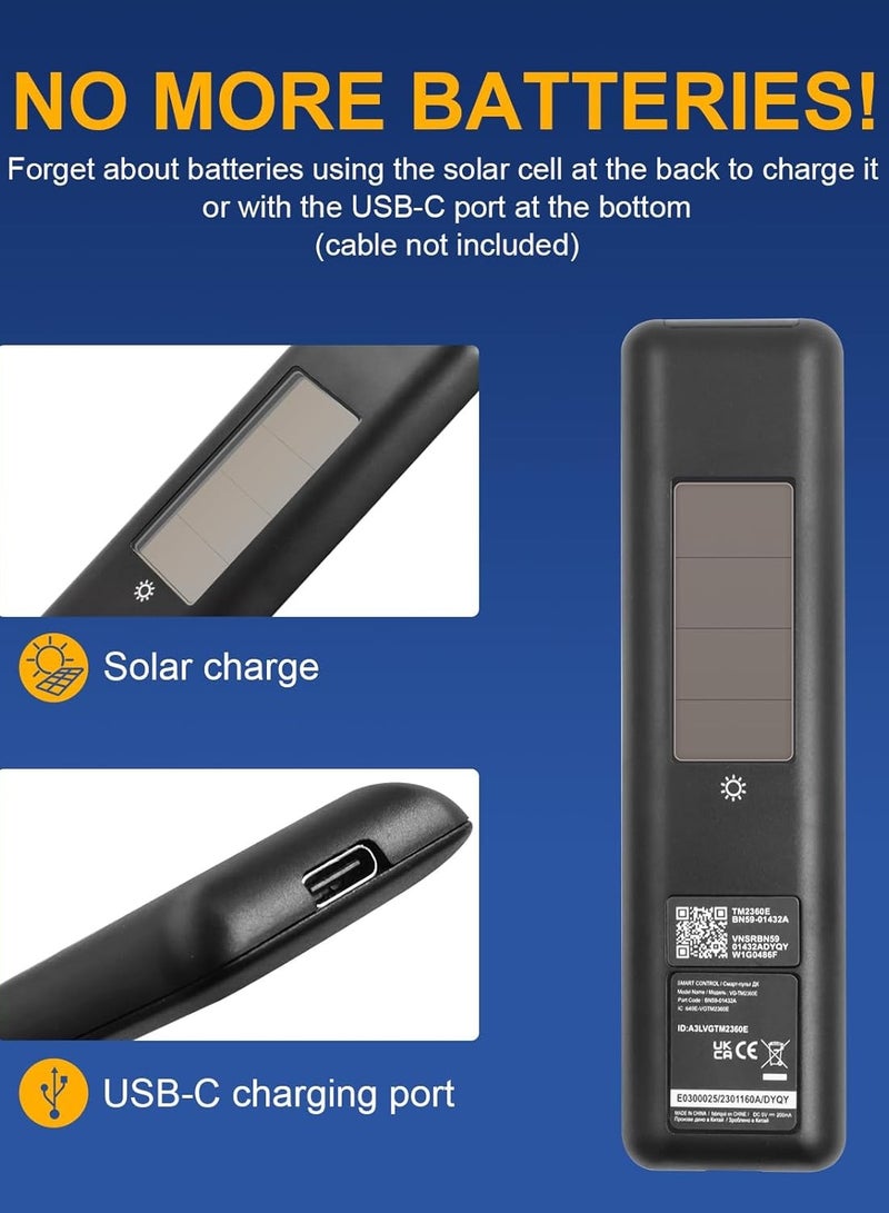 TIGER Solar Voice Remote Control Replacement for Samsung Neo QLED 8K HDR Smart TVs (2023) – Eco-Friendly, Voice Control, Rechargeable, Premium Design, Compatible with Multiple Functions - Image 3