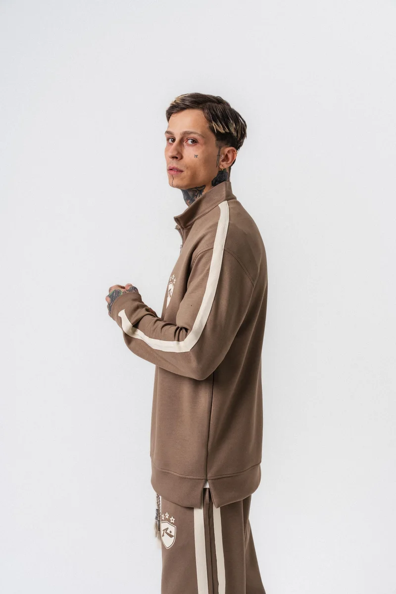 RESPIRE Men's Striped Modal Half-Zip Sweatshirt Vizon (Mink)