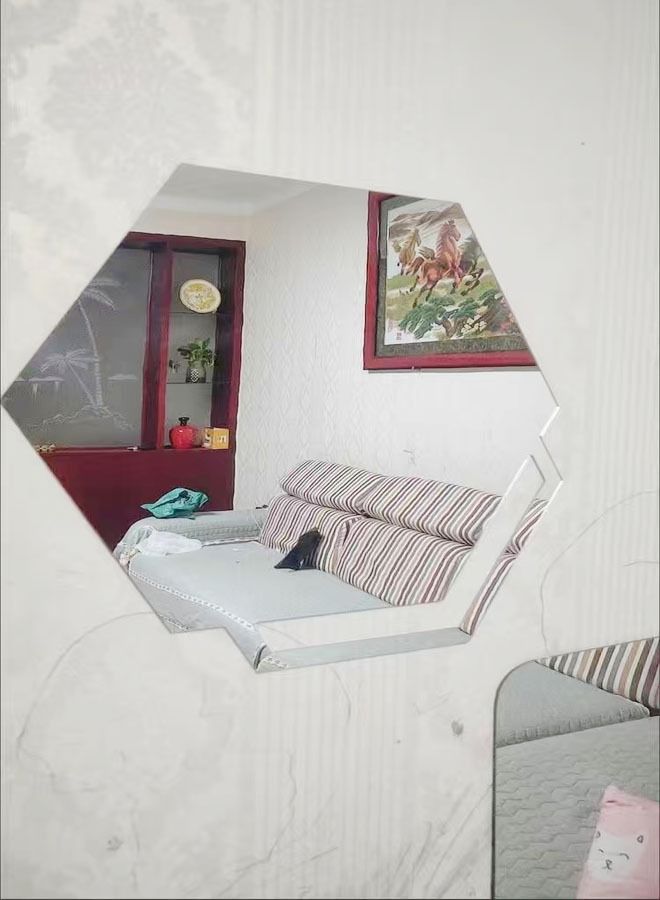 fashionhome 1-Piece 3D Art DIY Home Decorative Durable Unbreakable Hexagon Acrylic Wall Sticker Mirror for Home Living Room Bedroom - Image 2