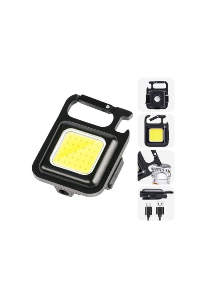 Small COB Work Light Rechargeable Mini Flashlight 800 High Lumens 4 Light Modes Pocket Led Flashlight with Folding Bracket Bottle Opener and Magnet Base for Running Fishing & Camping Accessories - Image 1