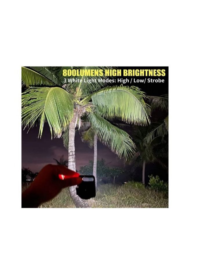 Small COB Work Light Rechargeable Mini Flashlight 800 High Lumens 4 Light Modes Pocket Led Flashlight with Folding Bracket Bottle Opener and Magnet Base for Running Fishing & Camping Accessories - Image 4