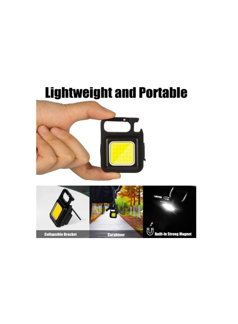 Small COB Work Light Rechargeable Mini Flashlight 800 High Lumens 4 Light Modes Pocket Led Flashlight with Folding Bracket Bottle Opener and Magnet Base for Running Fishing & Camping Accessories - Image 2