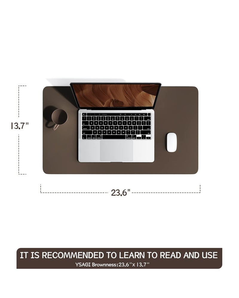 YSAGi Non-Slip Leather Desk Pad, waterproof Laptop Computer Desk Keyboard Mat, Table Protector Blotter Mat, Large Mouse Pad for Office/Work/Home/Decor(Dark Brown, 23.6" x 13.7") - Image 2