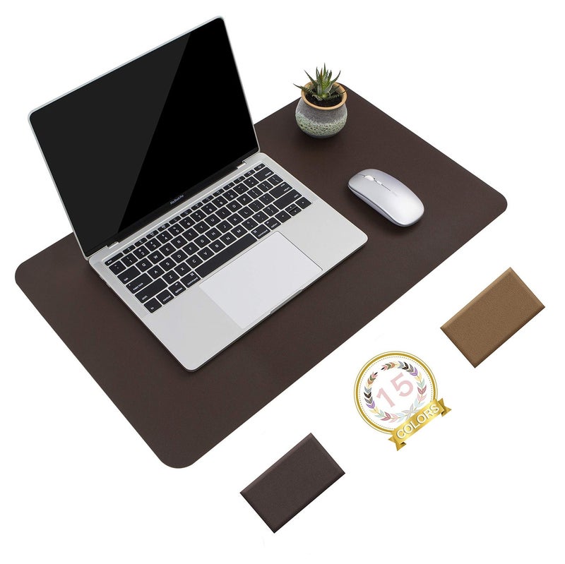 YSAGi Non-Slip Leather Desk Pad, waterproof Laptop Computer Desk Keyboard Mat, Table Protector Blotter Mat, Large Mouse Pad for Office/Work/Home/Decor(Dark Brown, 23.6" x 13.7") - Image 1