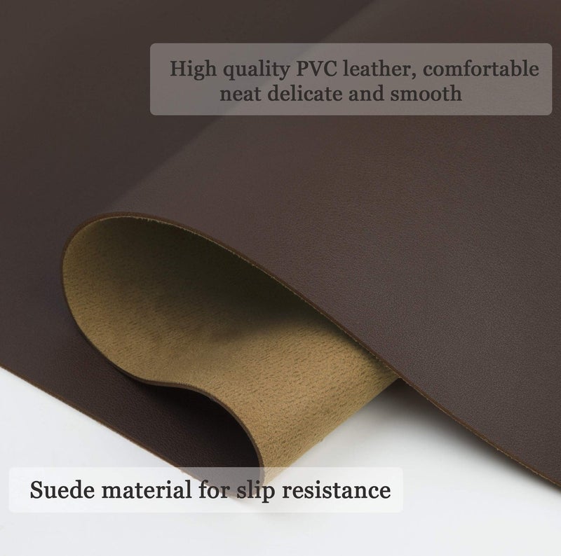 YSAGi Non-Slip Leather Desk Pad, waterproof Laptop Computer Desk Keyboard Mat, Table Protector Blotter Mat, Large Mouse Pad for Office/Work/Home/Decor(Dark Brown, 23.6" x 13.7") - Image 5