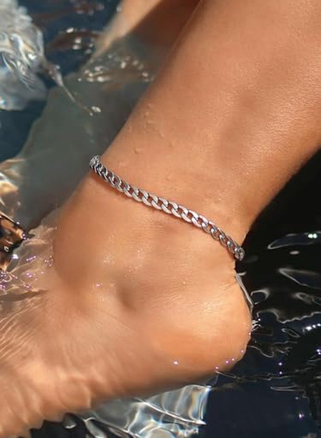 Cerun 1 Pair Luxury Women Girls Barefoot Jewelry 18K Gold or Rose Gold Stainless Steel Heart/Rope/Figaro/Cuban Chain Anklet Foot Bracelet, - Image 2