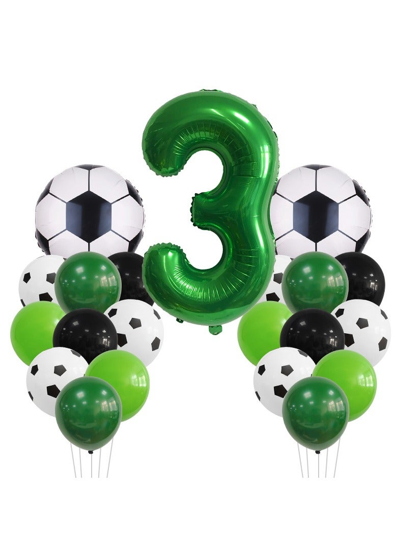 MIXDE 32 Inch Soccer Balloons Set Birthday Decoration Green Number  Foil Soccer Balloon Black Star Balloons for Children's Boys Birthday Party Football Themed Party Supplies (3) - Image 1