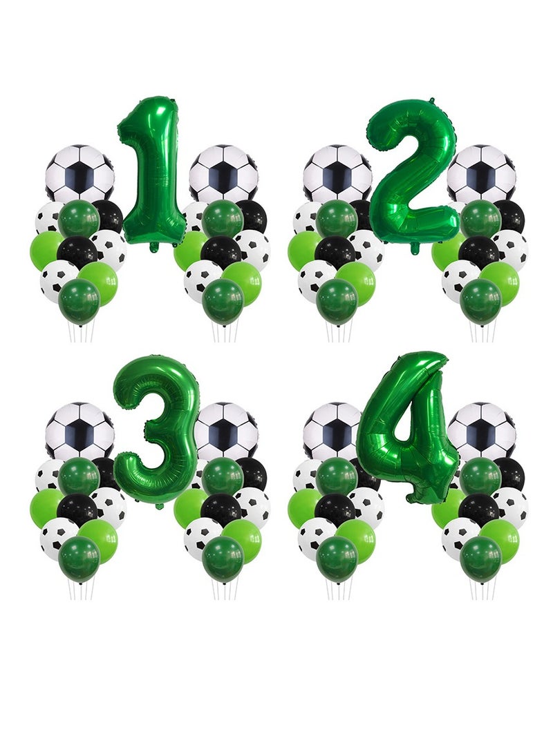 MIXDE 32 Inch Soccer Balloons Set Birthday Decoration Green Number  Foil Soccer Balloon Black Star Balloons for Children's Boys Birthday Party Football Themed Party Supplies (3) - Image 2