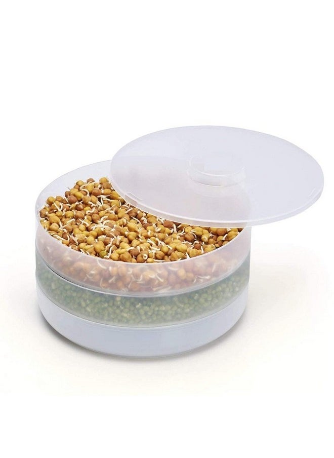 Rylan Rylan Sprout Maker with 4 Compartments for Multi Purpose Use - Plastic Grocery Container Sprouted Grains Seeds Dal Channa Chole Ragi Organic Sprouting Jar (500ml,4-Layer)  - Image 1