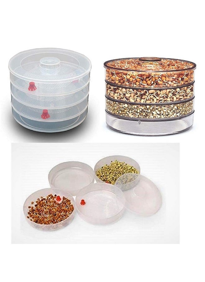 Rylan Rylan Sprout Maker with 4 Compartments for Multi Purpose Use - Plastic Grocery Container Sprouted Grains Seeds Dal Channa Chole Ragi Organic Sprouting Jar (500ml,4-Layer)  - Image 2