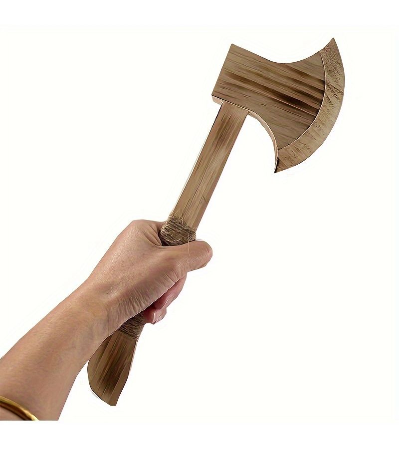 Wood Viking Axe With Twine Replica Durable Display Model For Stage Performances Themed Events Warrior Accessory Sheath - Image 1